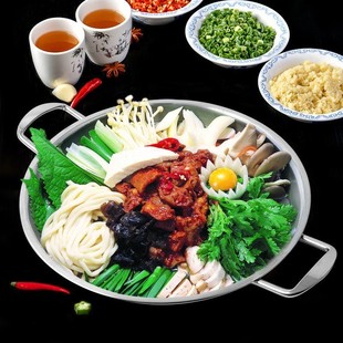 平底不锈钢火锅电磁炉专用鸳鸯锅火锅盆大容量商用圆底火锅鼎家用