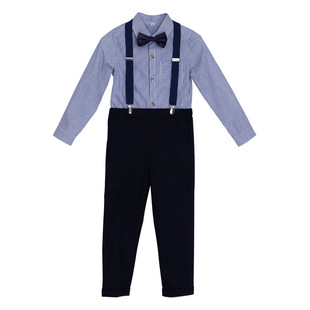 小主持人礼服男童钢琴演奏儿童背带裤演出服西装套装男孩十岁生日