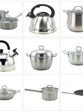 样板间锅具摆件组合展厅橱柜台面不锈钢装饰品样板房厨房灶具摆设