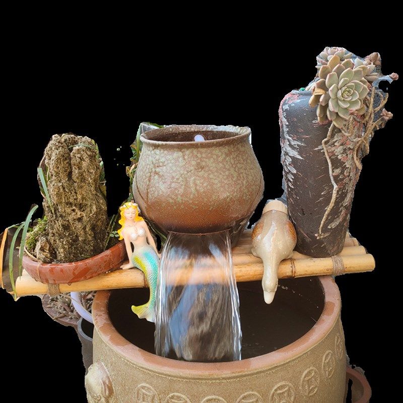 鱼缸瀑布流水造景摆件过滤增氧水循环陶罐户外庭院水培包邮,家居饰品,流水摆件,淘宝优惠券,粉丝福利购,淘宝优惠卷