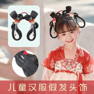 儿童汉服假发包古装一体式发箍发髻造型发饰女童古风假发垫发头饰