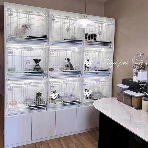 宠柜定制宠物店狗笼子猫笼展示柜寄养实木狗柜三层大型猫狗繁育笼