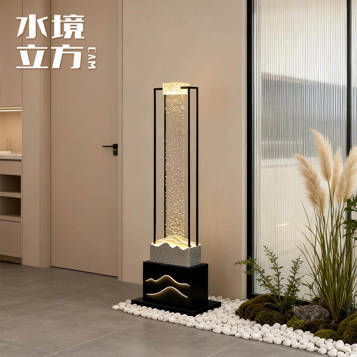 新中式流水摆件办公室装饰品氛围灯高端循环水幕乔迁送礼玄关摆件