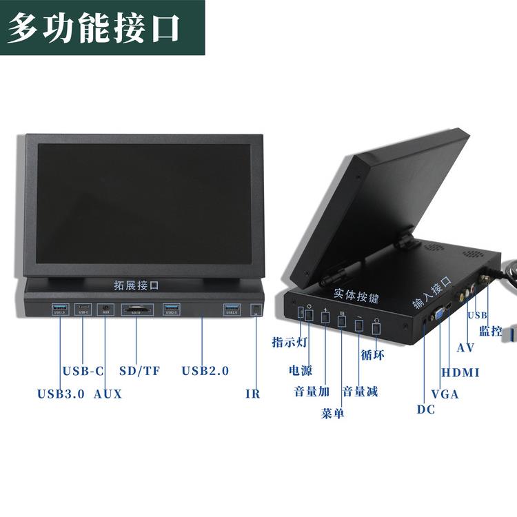 机箱副屏 拓展坞 桌面副屏 电脑桌搭硬件温度显示屏多功能显示器