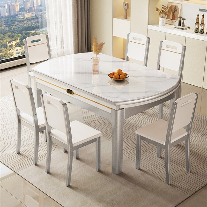 政府补贴馨佰利岩板餐桌椅组合轻奢2025新款家用小户型可伸缩饭桌,住宅家具,岩板餐桌,淘宝优惠券,粉丝福利购,淘宝优惠卷