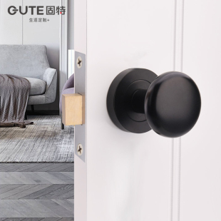 固特隐形锁背景门锁单面暗锁美式田园金色把手黑色室内球形锁家用