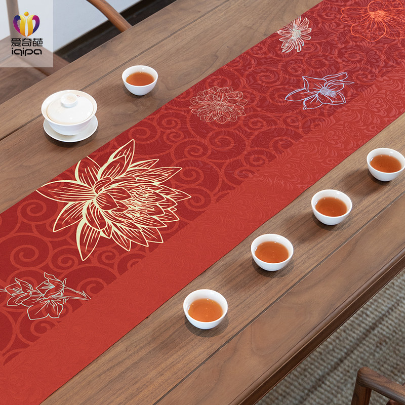 百花贺喜桌旗中式复古茶席红色茶旗垫子轻奢高端茶台茶桌垫布桌布,居家布艺,桌旗,淘宝优惠券,粉丝福利购,淘宝优惠卷