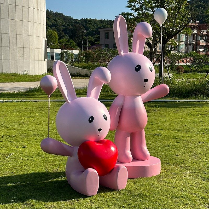 网红卡通兔子玻璃钢雕塑景区拍照打卡园林商场店铺美陈装饰大摆件,家居饰品,装饰摆件,淘宝优惠券,粉丝福利购,淘宝优惠卷
