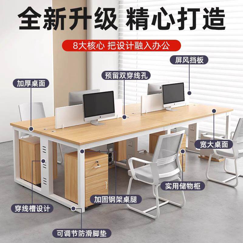 办公桌职员工位简约现代办公室电脑双人桌子4四人6人办公桌椅组合