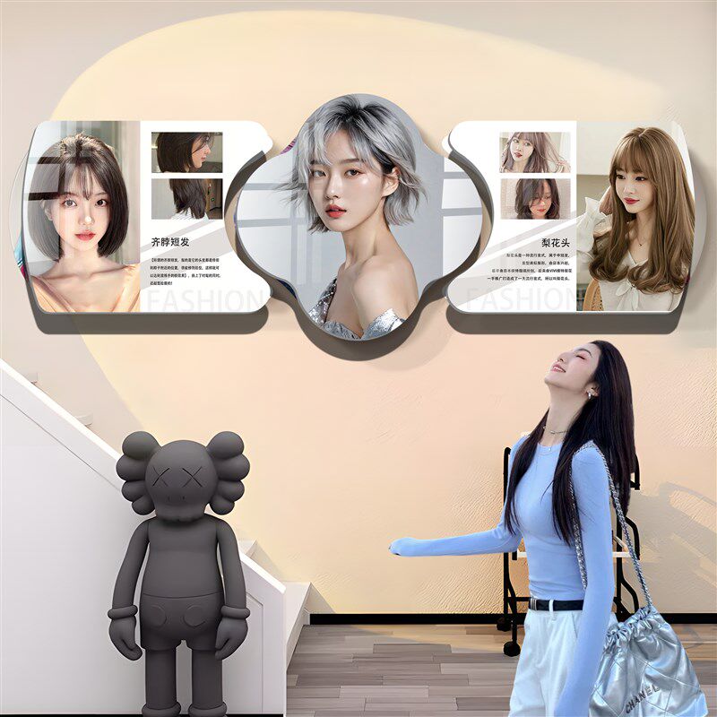 美发店墙面装饰高级感挂画理发店发廊形图片形象文化背景墙海报