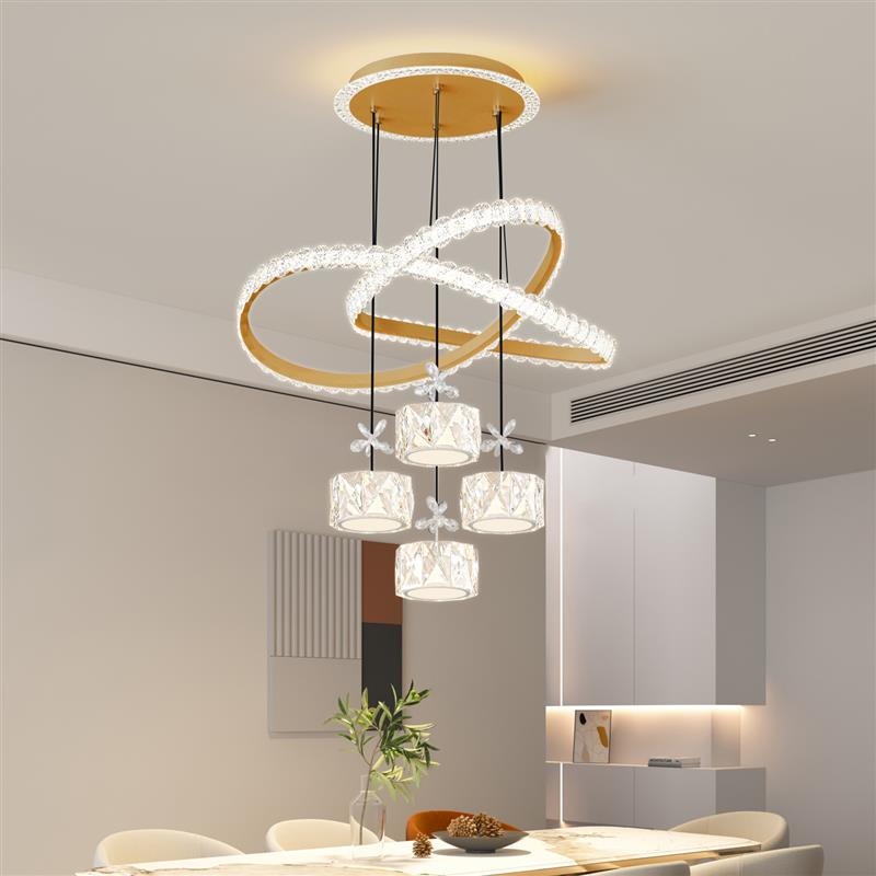 餐厅吊灯现代简约2026年新款客厅吊灯饭厅餐桌灯家用轻奢水晶吊灯
