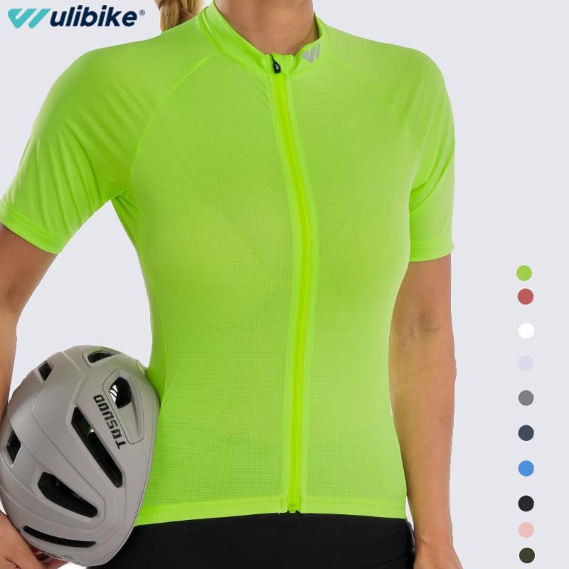 Wulibike骑行服套装女透气排汗春秋自行车单车骑行短袖背带裤短裤