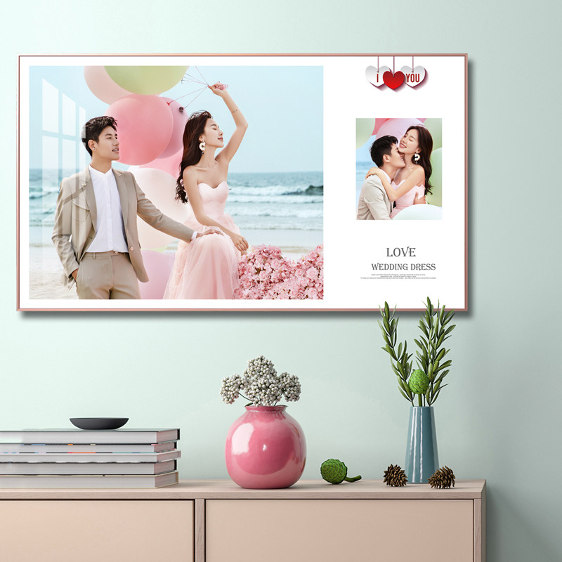 金属窄边水晶框定制影楼婚纱照放大挂墙相框全家福结婚洗照片床头,家居饰品,相框/画框,淘宝优惠券,粉丝福利购,淘宝优惠卷