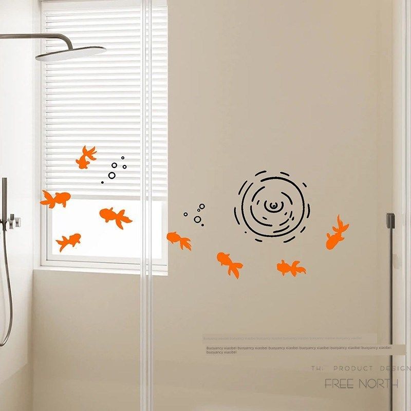 钓鱼贴纸窗户玻璃门装饰卡通金鱼锦鲤店墙面贴纸装饰贴纸不干胶防,家居饰品,软装墙贴,淘宝优惠券,粉丝福利购,淘宝优惠卷