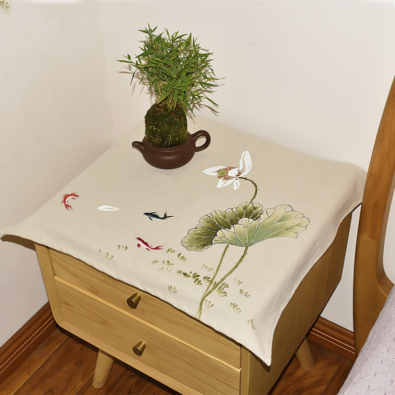 中式床头柜盖布茶具遮盖茶盘防尘布沙发扶手家用盖巾家居万能巾