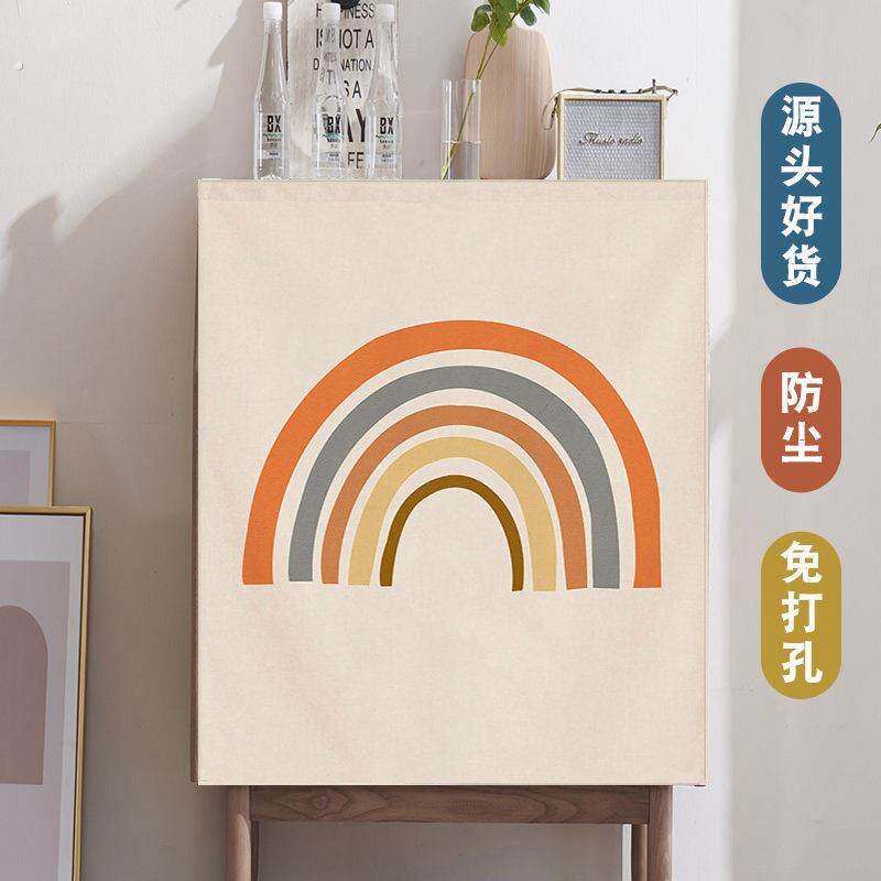 柜子遮挡帘书架防尘布帘橱柜魔术贴自粘遮丑布帘衣柜置物架滑轨帘