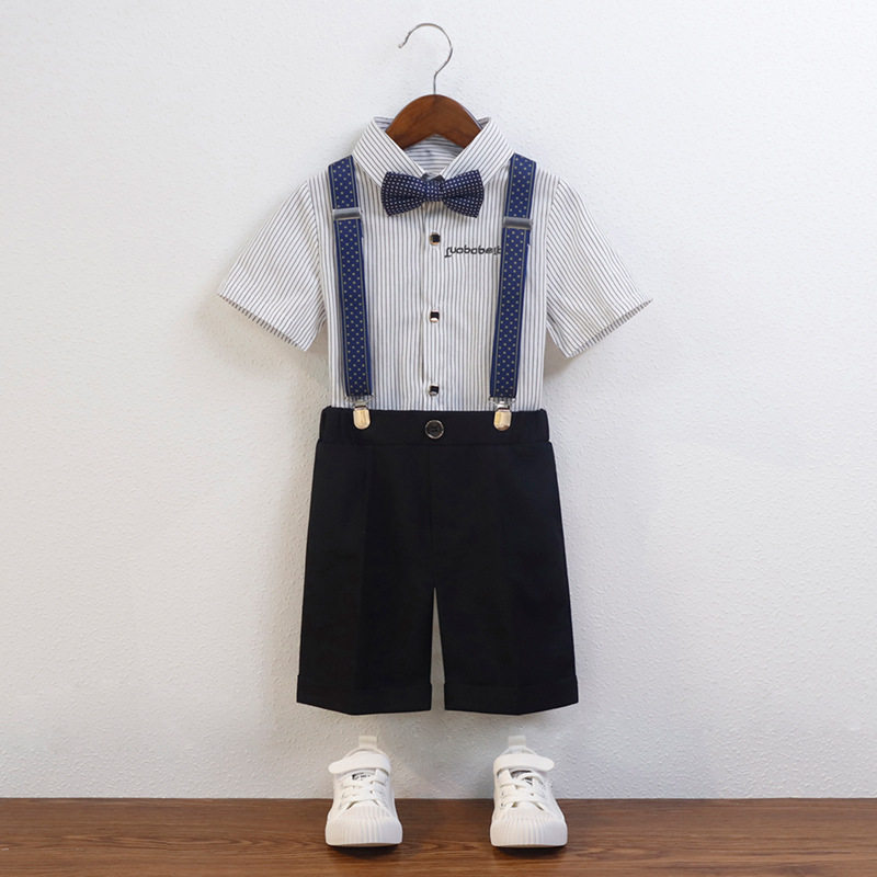 男童礼服六一儿童背带裤演出套装婚礼小花童西装宝宝周岁生日服装