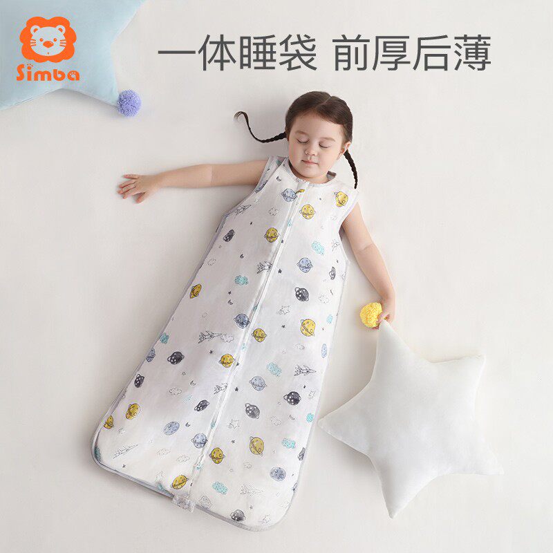 小狮王辛巴睡袋夏季薄款 婴儿纯棉纱布宝宝背心式儿童防踢被神器