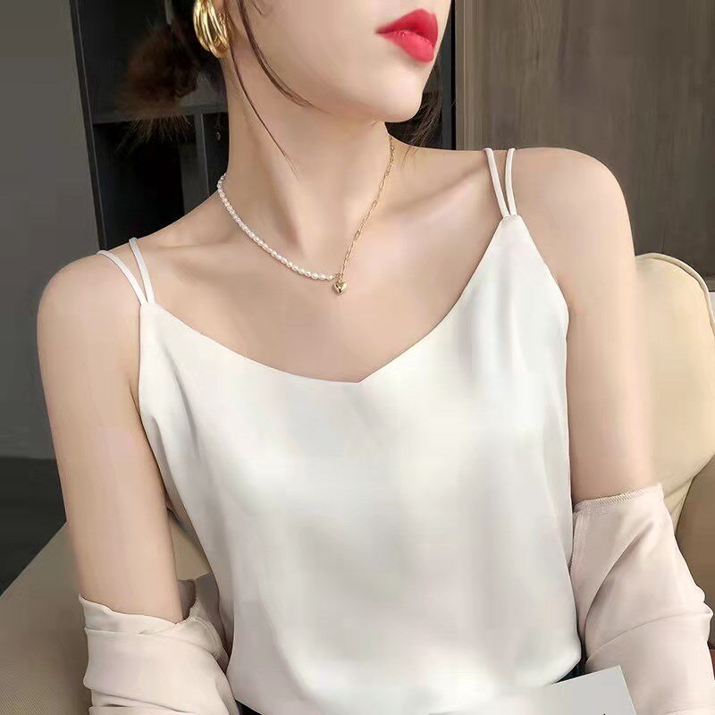 【买一送一】戎美衣尚真丝吊带背心女内搭宽松外穿黑色无袖上衣