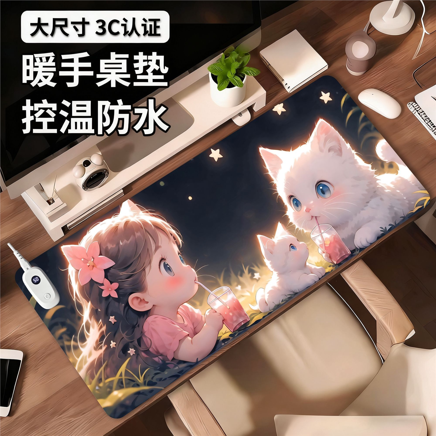 电脑超大垫发热号猫咪加暖