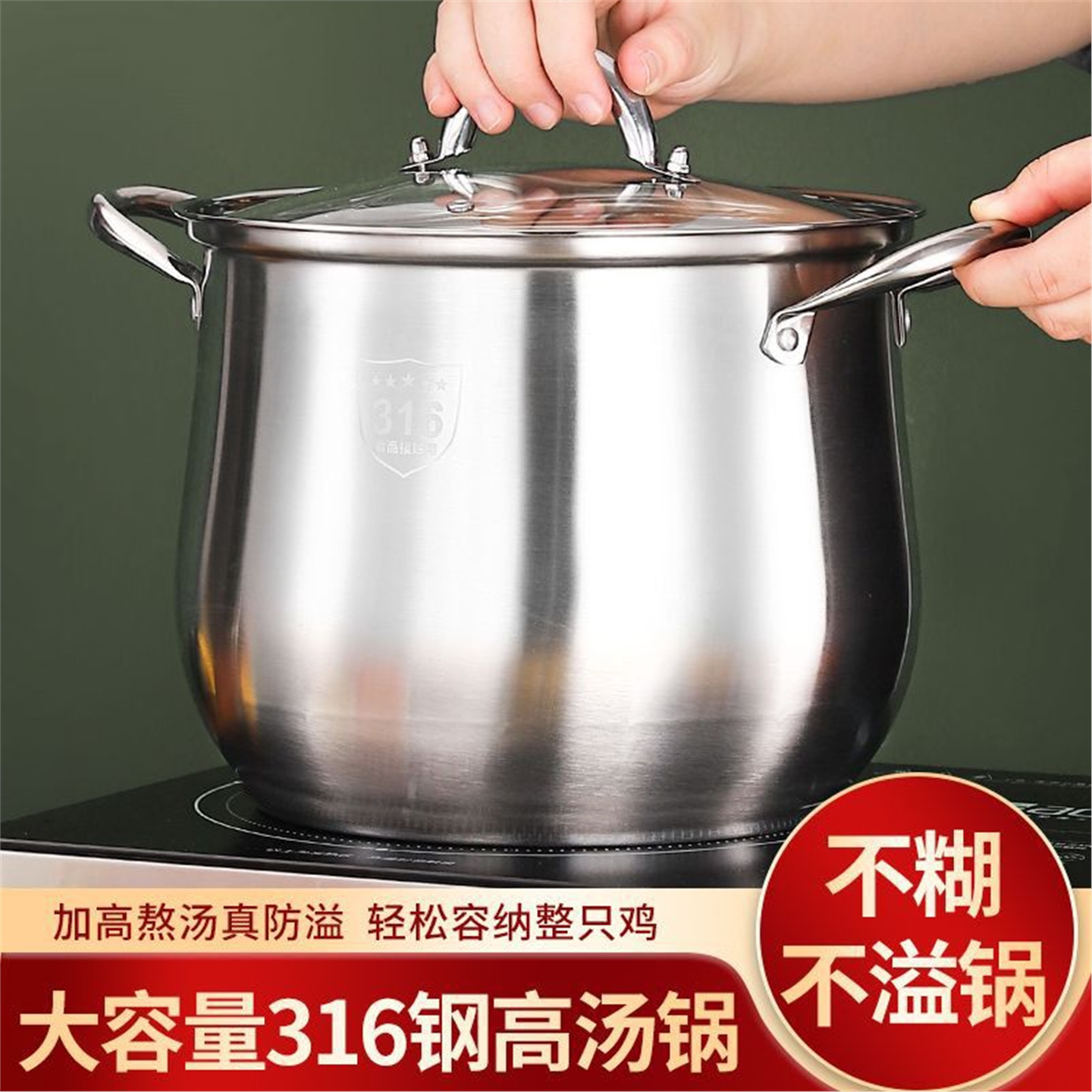 德国316不锈钢汤锅家用大