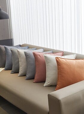 科技布抱枕客厅沙发抱枕套皮靠枕大靠垫定制橙色靠背垫床头车用