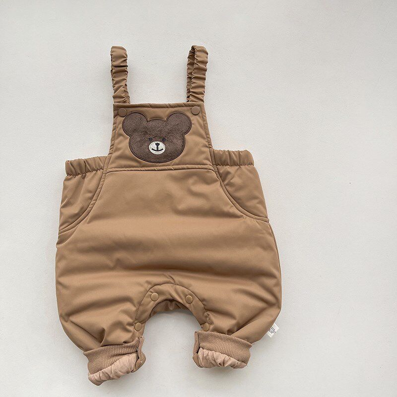 男童冬季夹棉背带裤洋气女宝宝加厚休闲棉裤婴儿可爱保暖外出裤子