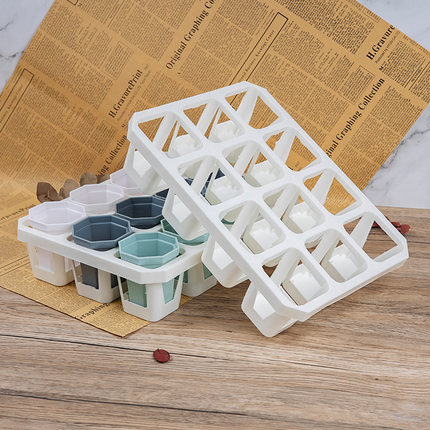 多肉花盆7cm方盆8孔托架白色小白方带托架多肉植物育苗盆塑料底托