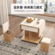 多功能折叠收纳茶几餐桌小户型可移动带凳储物岩板小茶桌奶油风