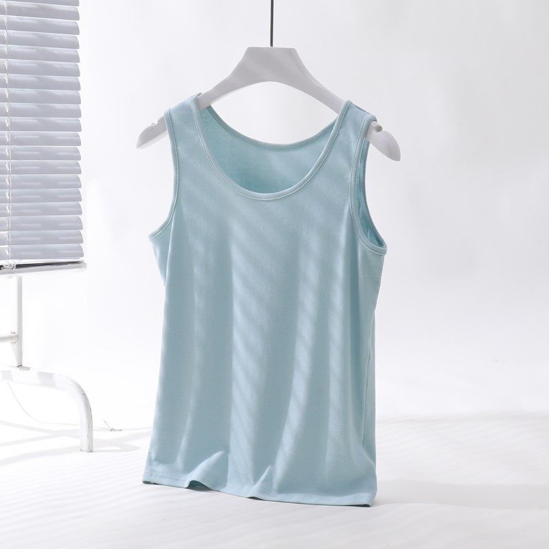 大码U领吊带背心女夏季胖mm200斤宽松显瘦遮副乳内搭无袖打底上衣