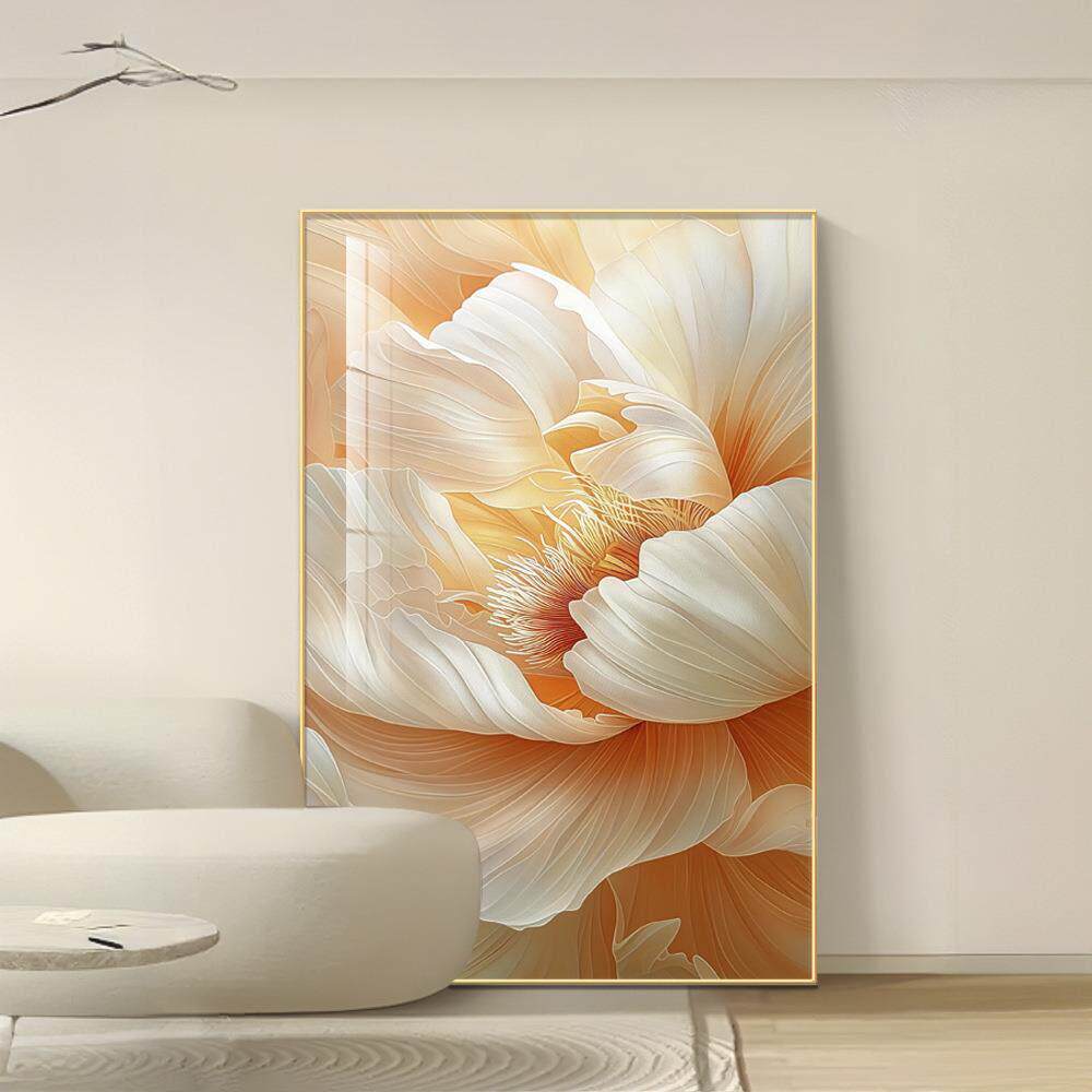 现代花开富贵客厅装饰画绽放牡丹花沙发背景墙大幅墙壁画玄关挂画