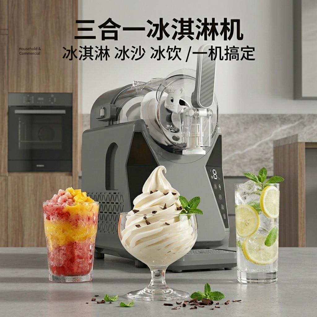 家用冰淇淋机小型商用雪融机冷饮雪泥机冰沙机奶昔机全自动清洗
