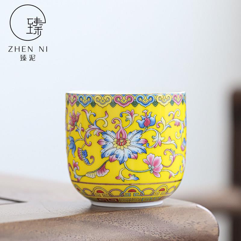 臻泥珐琅彩茶杯手工描金大容量主人杯家用茶碗功夫茶具单杯品茗杯