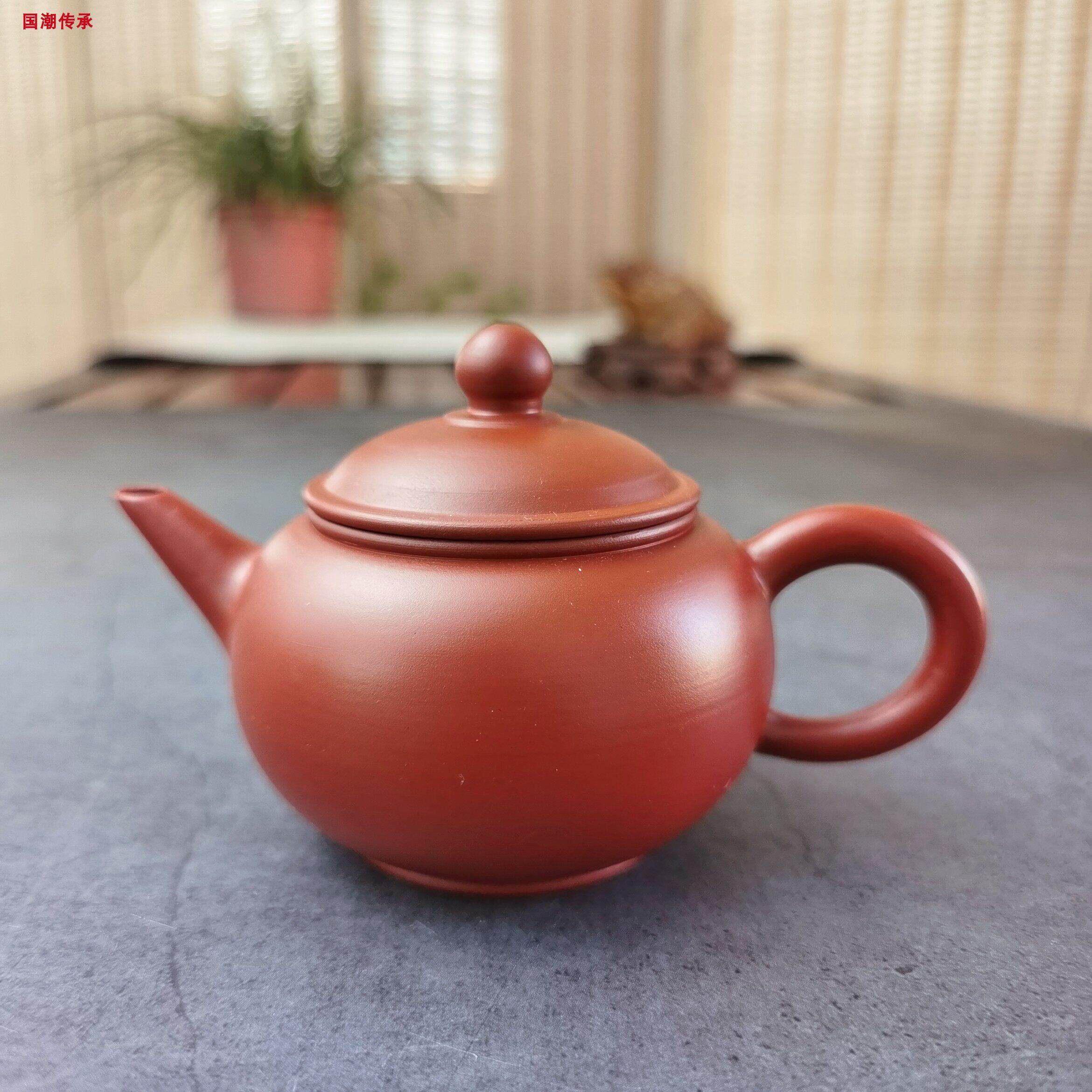 潮州入门级全手工朱泥手拉壶小容量冲罐泡茶壶紫砂壶功夫茶具小品