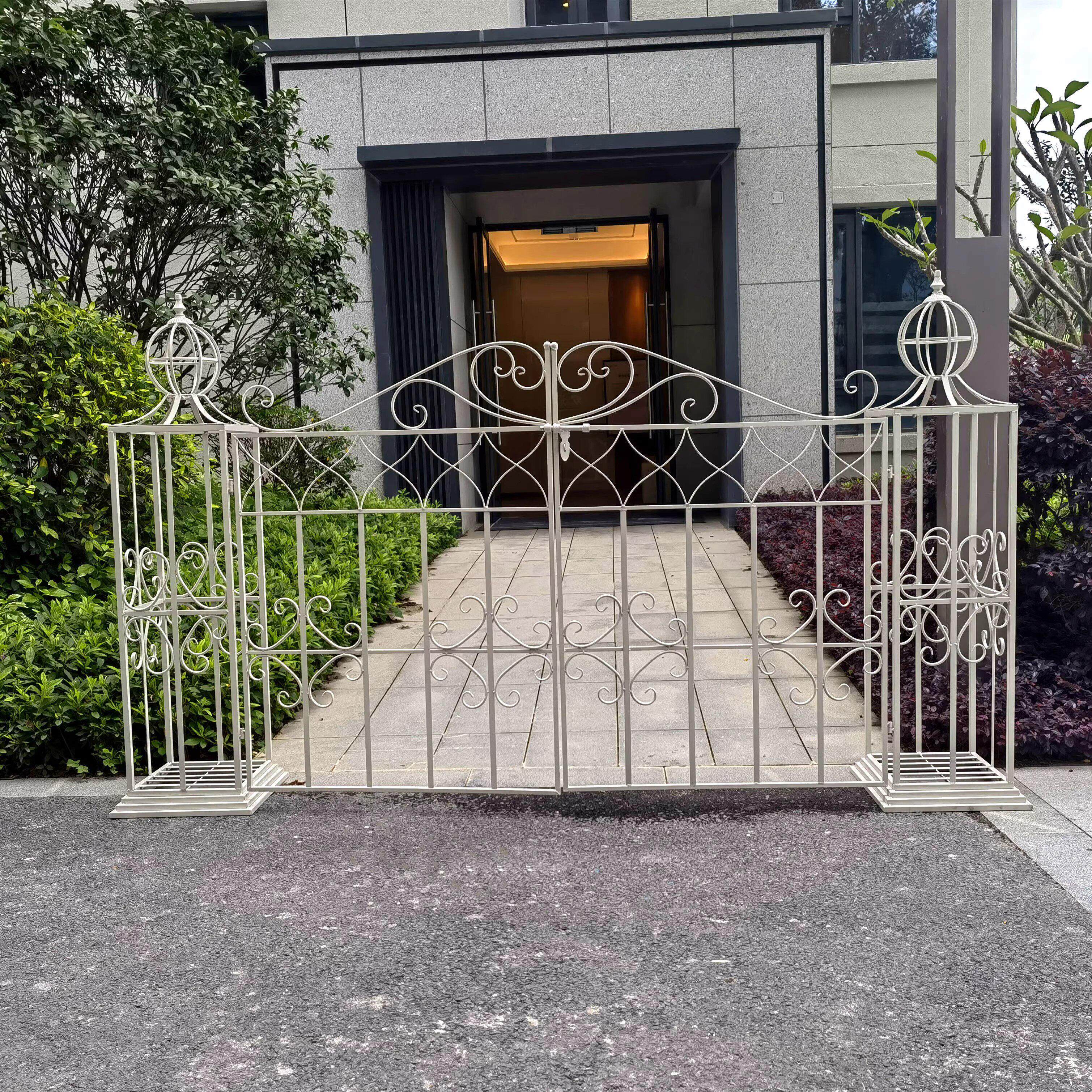 欧式庭院拱门架复古铁艺做旧庭院户外家具花园柱花架装饰爬藤架