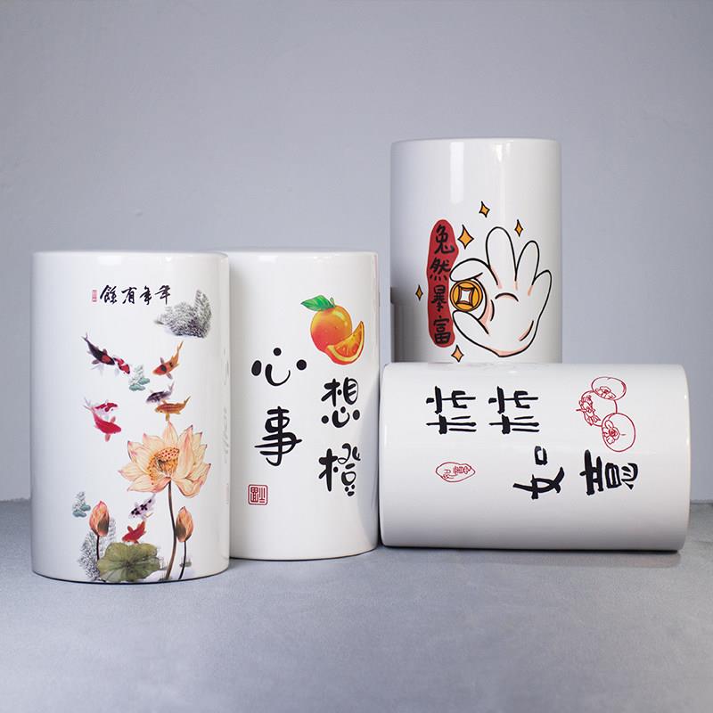 新款花瓶存钱罐新中式高级感陶瓷花瓶插花客厅玄关软装轻奢摆件