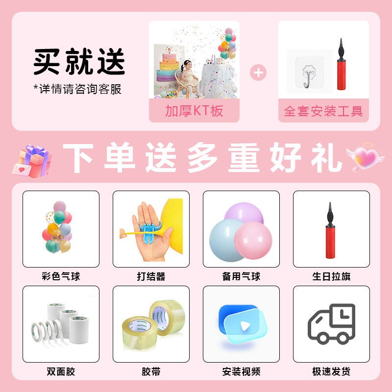 女宝韩系生日快乐背景墙布置网纱蛋糕氛围仪式感场景装饰品kt板