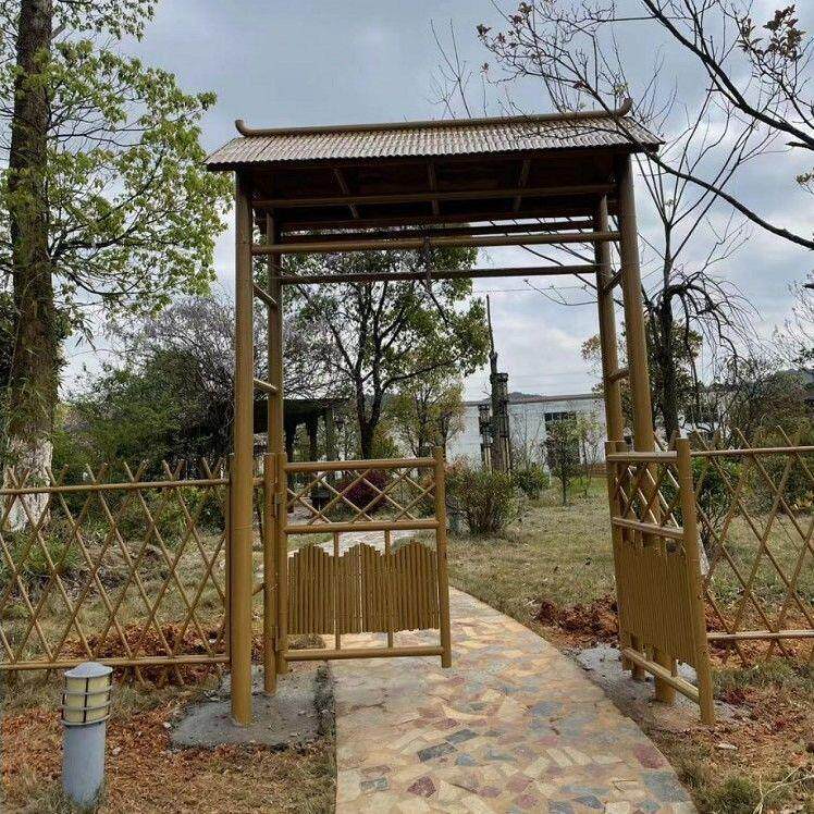 不锈钢仿竹护栏农村篱笆围栏栅栏庭院防护栏景观隔离仿真竹子栏杆