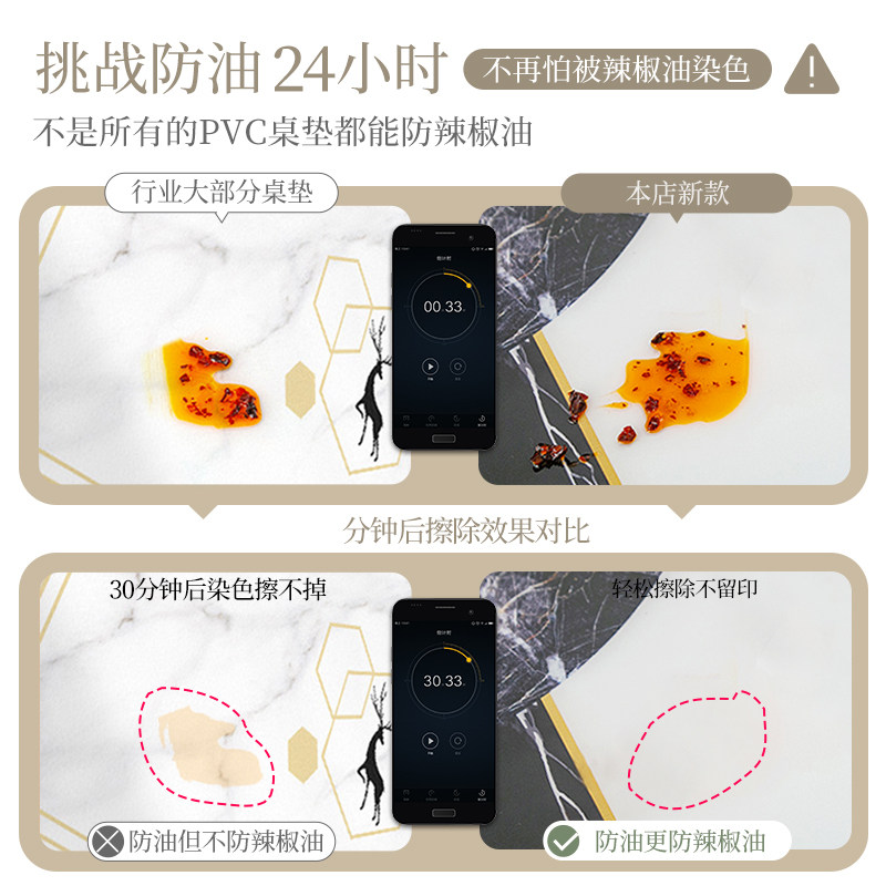 中式椭圆形餐桌布免洗防水防油防烫pvc软玻璃圆桌桌垫茶几垫桌布