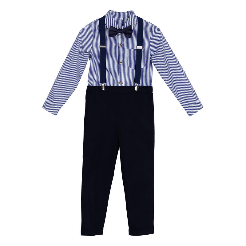 小主持人礼服男童钢琴演奏儿童背带裤演出服西装套装男孩十岁生日