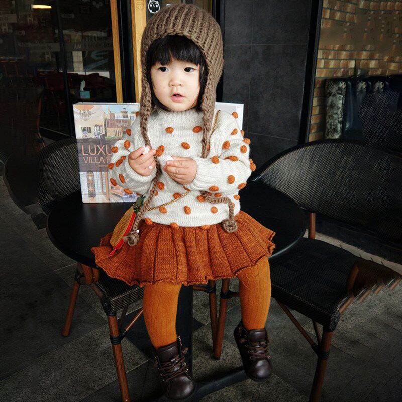 小蜜糖童装女童半身裙秋冬针织半裙宝宝裙子儿童毛线短裙女宝裙裤