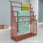 金色铁艺中式 围巾面料布料丝巾展示陈列架子落地式 店挂样布版 服装