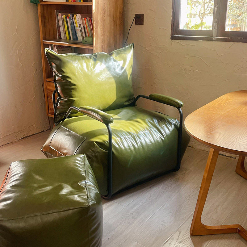 北欧懒人沙发单人休闲榻榻米躺椅小户型工业风复古咖啡厅铁艺沙发