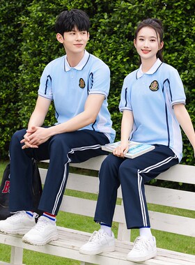 做实验校服夏季短袖裤子套装中学生高中生定制上衣毕业班服初中生