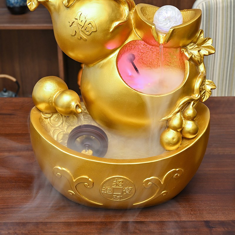 招财风水轮客厅桌面流水摆件循环水生财店铺装饰品转运球开业礼物