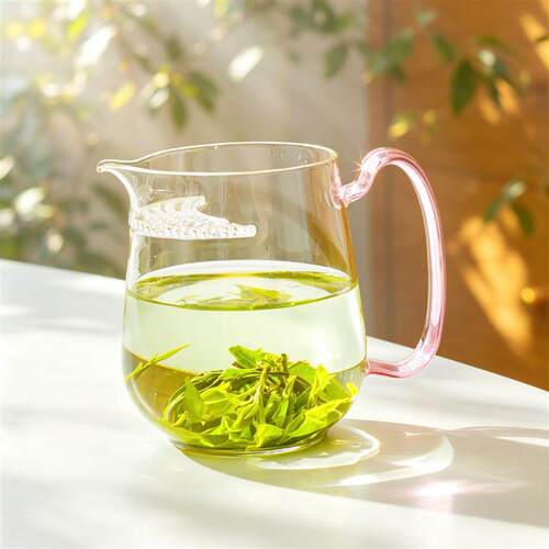 轻奢高档玻璃泡茶公道杯茶漏过滤分茶器匀杯绿茶专用茶海带手柄