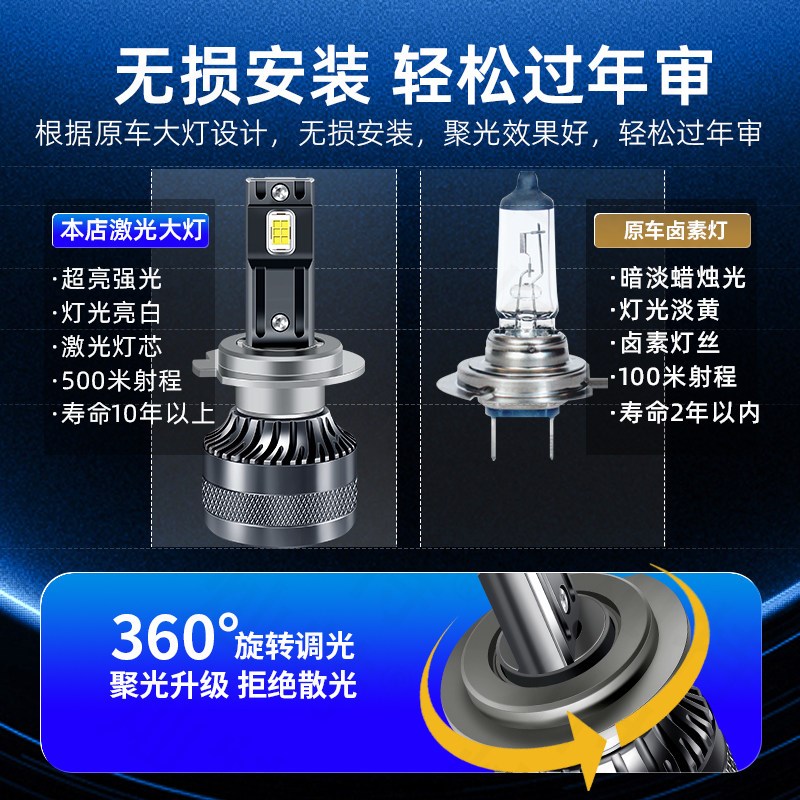 LED汽车大灯H7灯泡 超亮强光H11近光灯 9005远近一体车灯