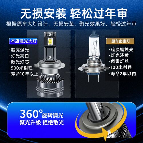 LED汽车大灯H7灯泡 超亮强光H11近光灯 9005远近一体车灯