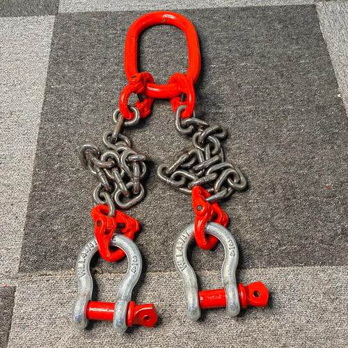 双链起重吊具配卸扣吊链锰钢链条组合吊具配可拆卸吊环钢板吊钳链