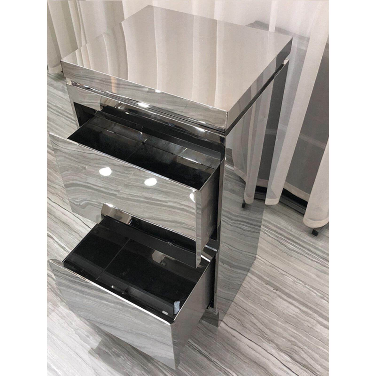 不锈钢理发店工具柜美发柜子发廊专用工具台收纳储物柜带抽屉推车